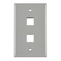 HellermannTyton - FPDUAL-GRY - FACEPLATE SINGLE GANG 2PORT GRAY