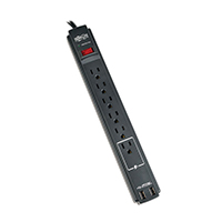 Tripp Lite - TLP606USBBTAA - SURGE PROTCT STRIP USB OUTLET 6'
