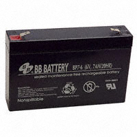 B B Battery - BP7-6-T3 - BATTERY LEAD ACID 6V 7AH