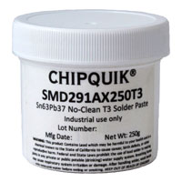 Chip Quik Inc. - SMD291AX250T3 - SOLDER PASTE SN63/PB37 250G
